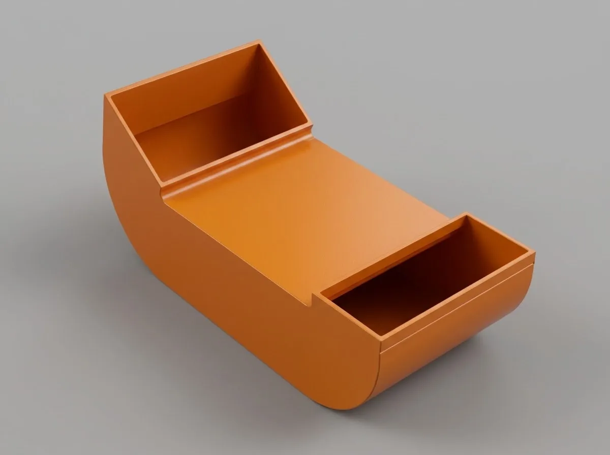 Render de un contenedor curvo de polímero.